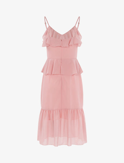 Robe en voile à volants - rose - 3