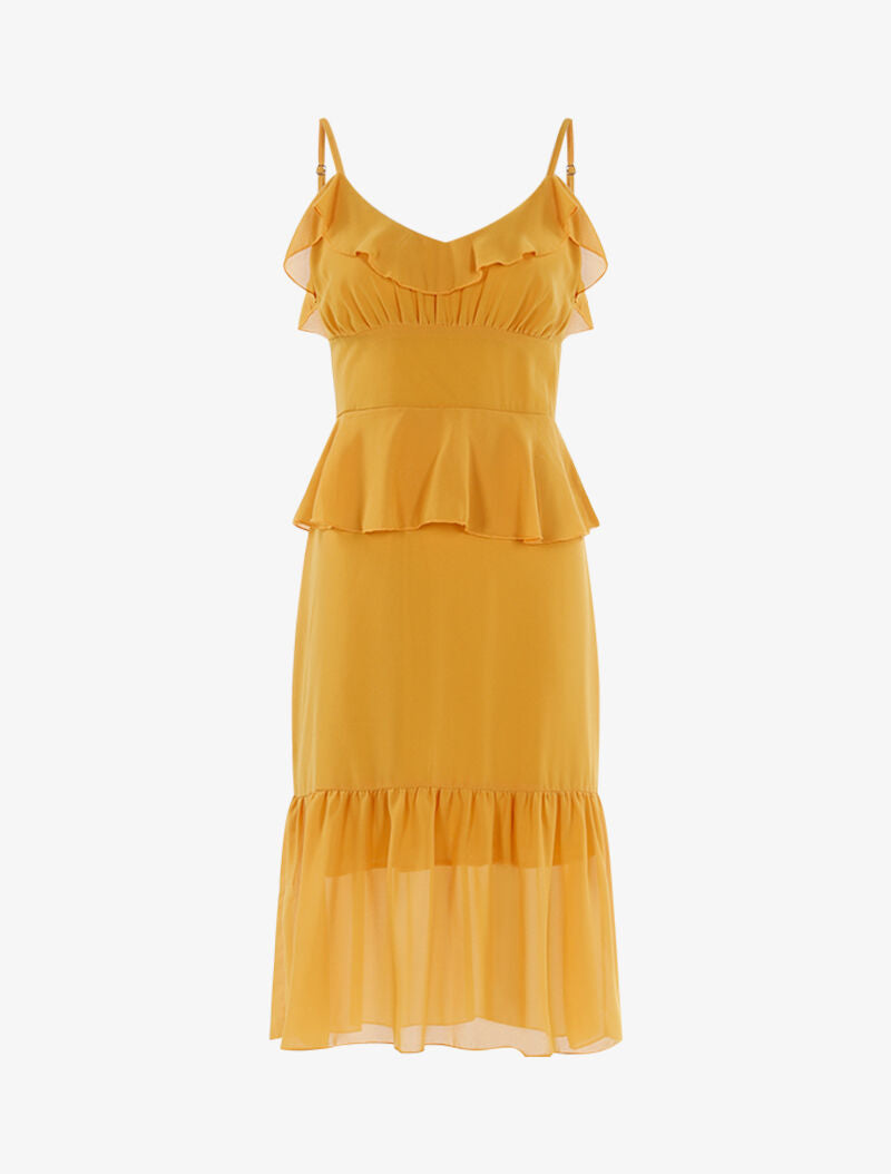 Robe en voile à volants - jaune - 3