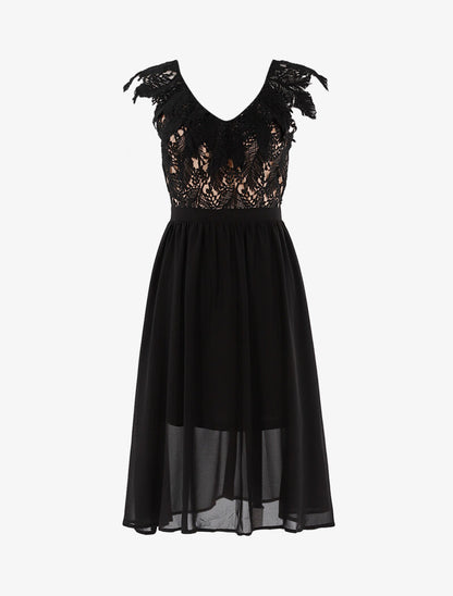 Robe longue à buste en crochet - beige rosé/noir - 1