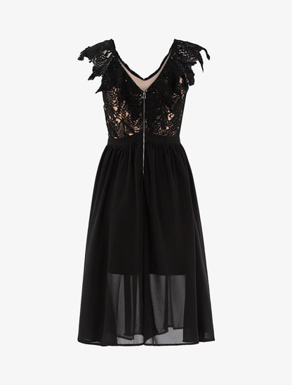 Robe longue à buste en crochet - beige rosé/noir - 2