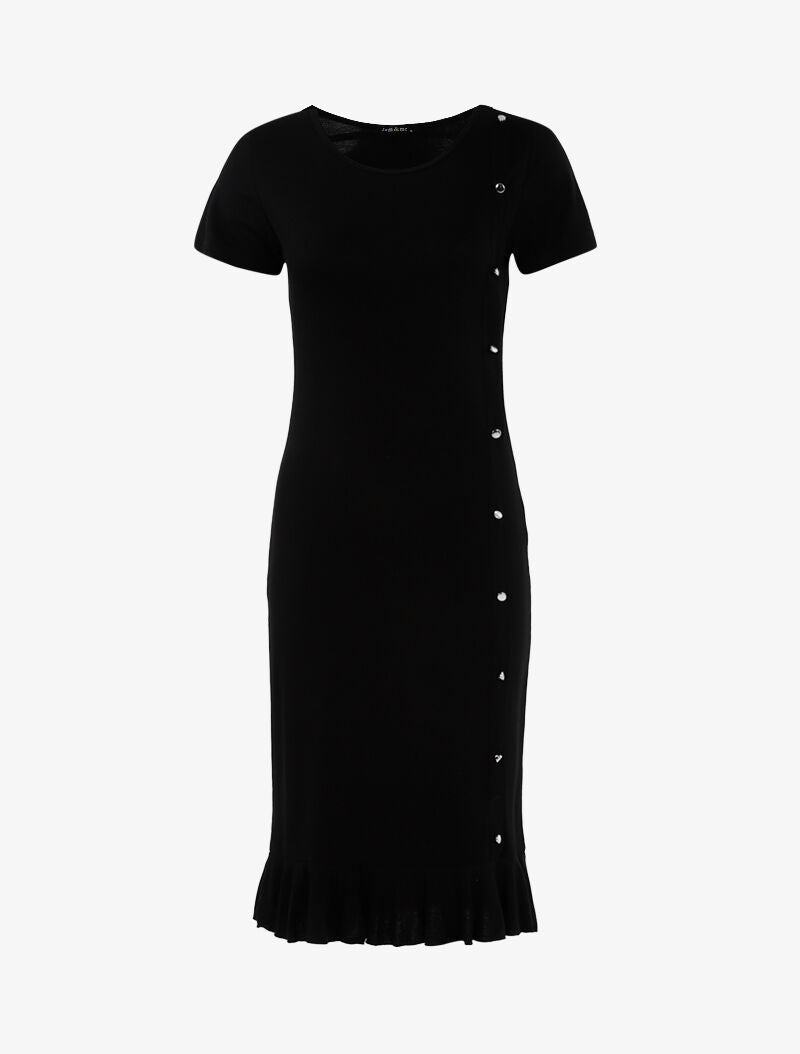 Robe à boutonnière et bord volanté - noir - 3