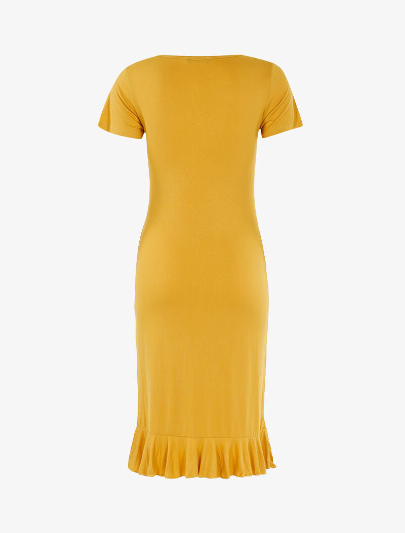 Robe à boutonnière et bord volanté - jaune - 2