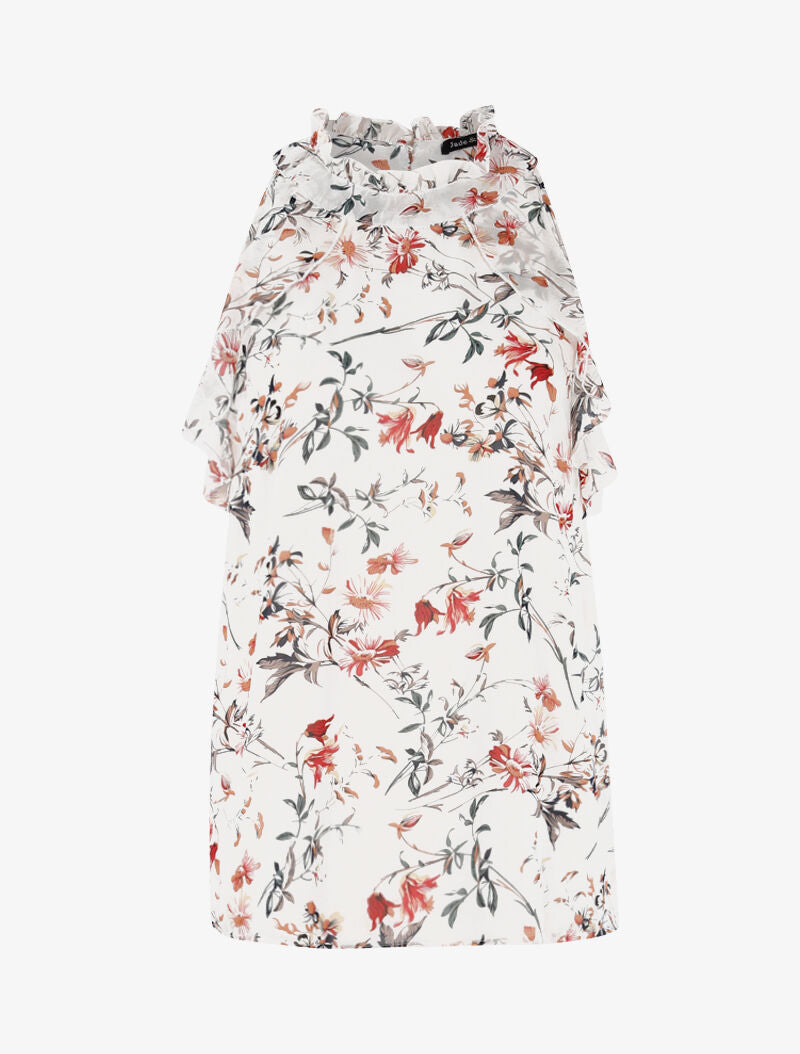 Top en voile à détails volantés - beige - 1