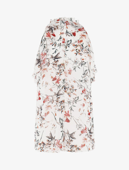 Top en voile à détails volantés - beige - 2