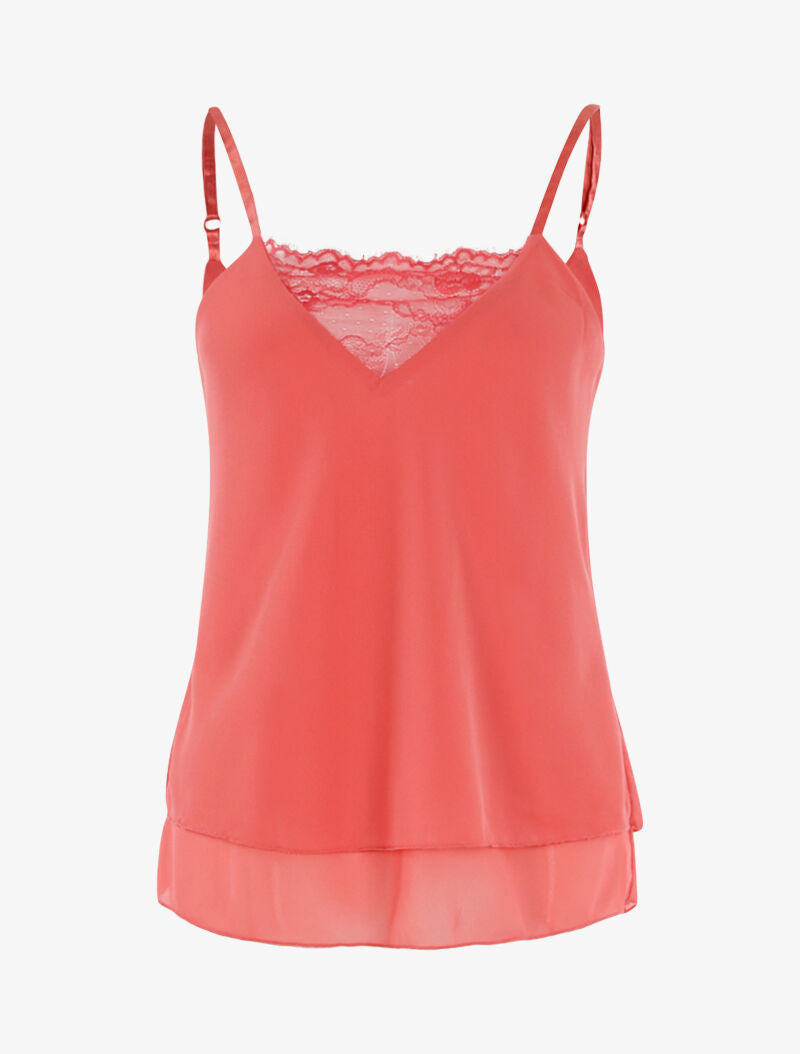 Débardeur en voiles superposés - corail - 1
