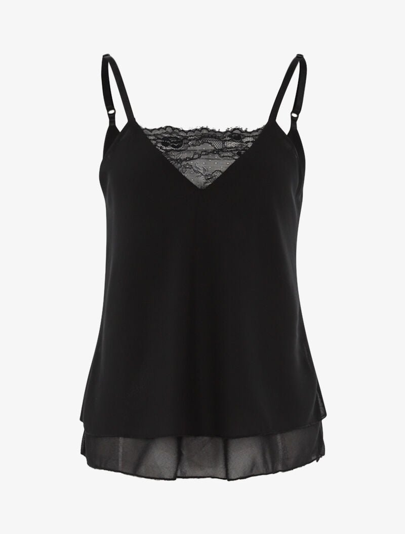 Débardeur en voiles superposés - noir - 3