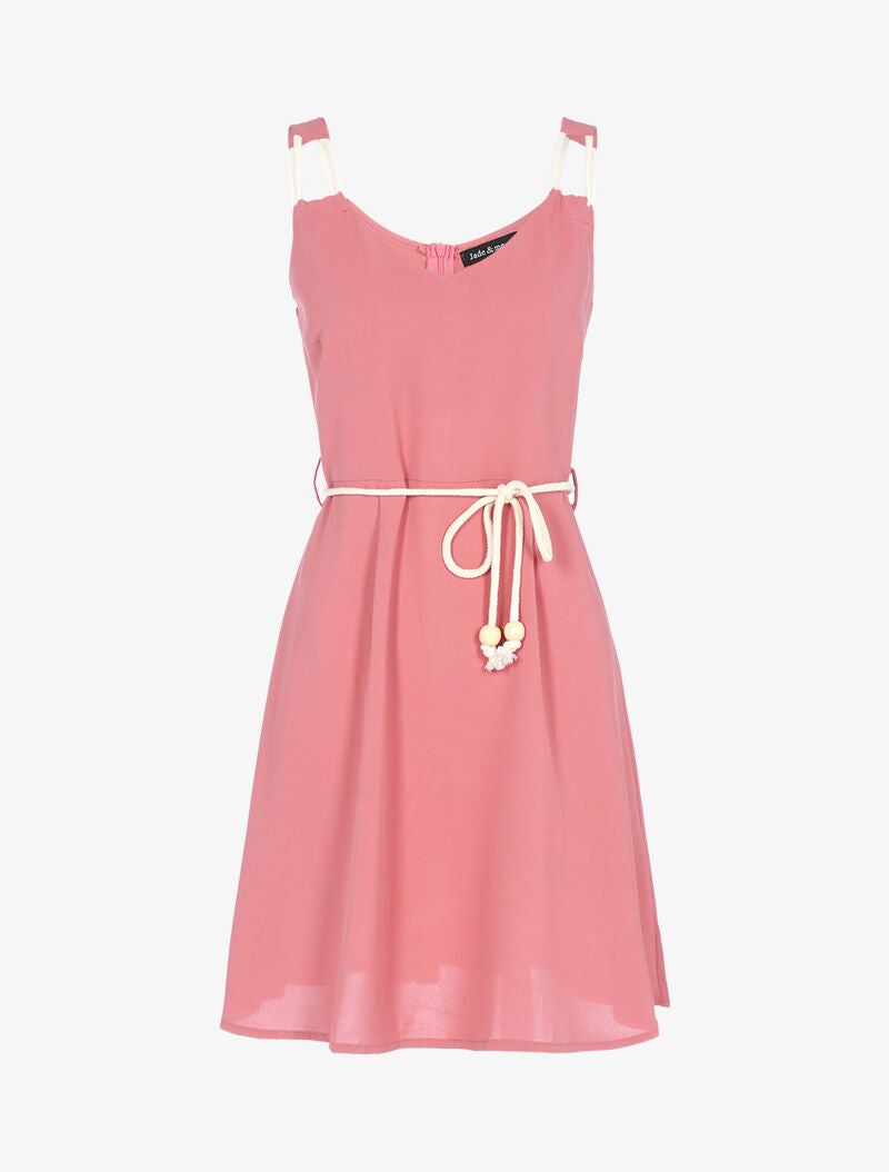 Robe à bretelles style corde - rose - 1