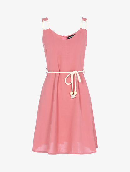 Robe à bretelles style corde - rose - 1