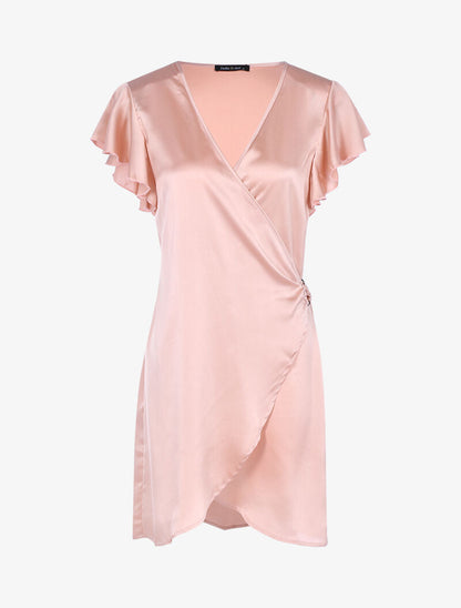 Robe portefeuille satinée - rose - 3