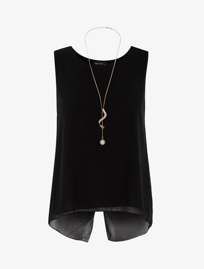 Top asymétrique en voile - noir - 1