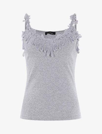 Débardeur à encolure en crochet - gris clair - 1