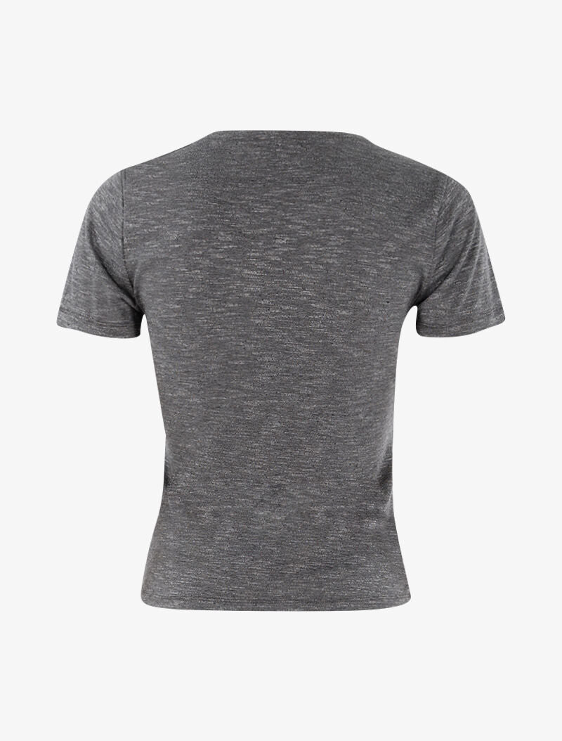 Top chiné à épaules strassées - gris foncé - 2