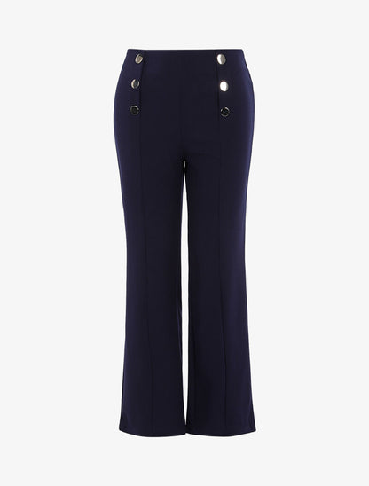 Pantalon fluide à boutons décoratifs - marine - 1
