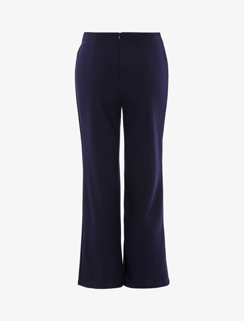 Pantalon fluide à boutons décoratifs - marine - 2