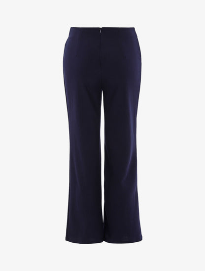 Pantalon fluide à boutons décoratifs - marine - 2