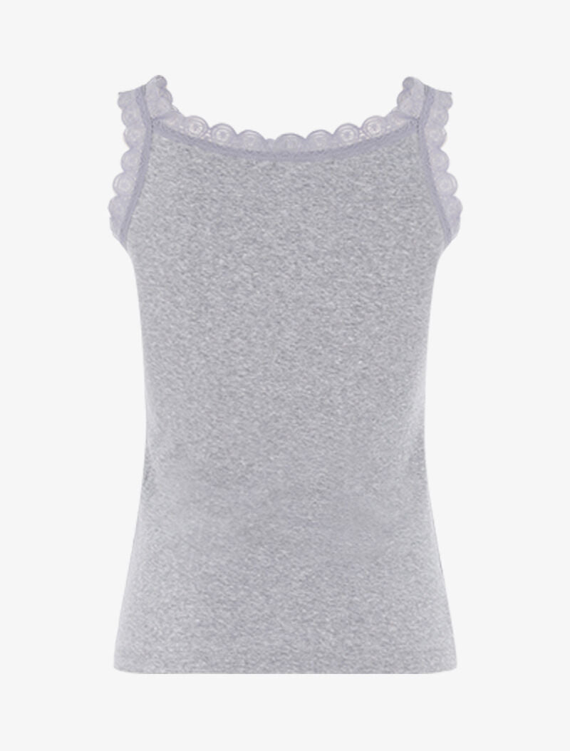 Débardeur à encolure carrée et dentelle - gris chiné - 2