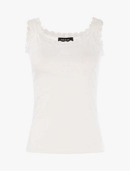 Débardeur à encolure carrée et dentelle - blanc - 3