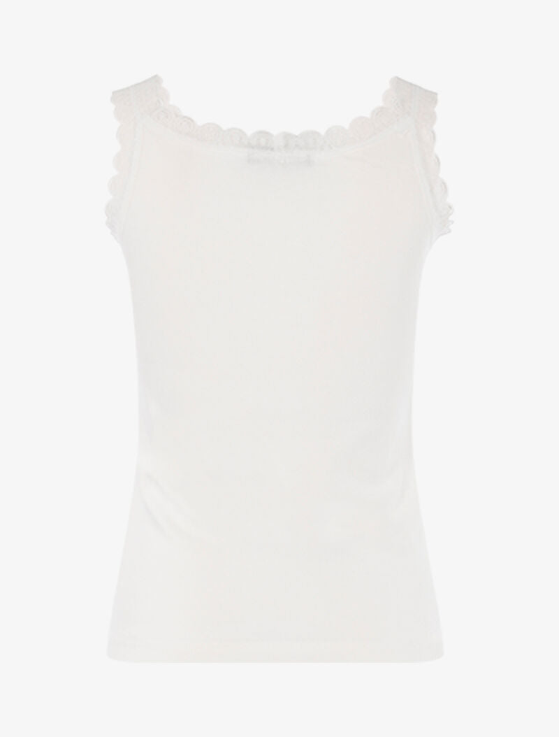 Débardeur à encolure carrée et dentelle - blanc - 2