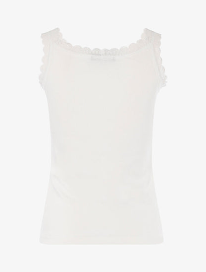 Débardeur à encolure carrée et dentelle - blanc - 2