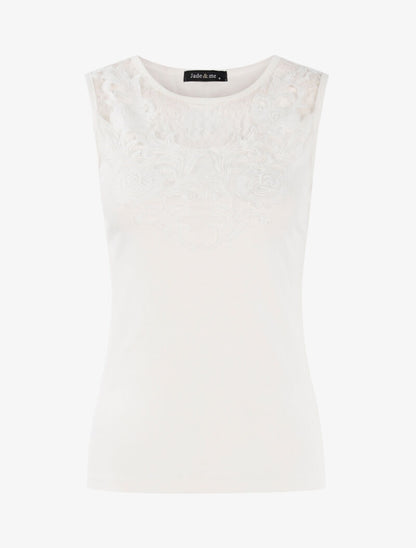 Débardeur à plastron dentelle - blanc - 3