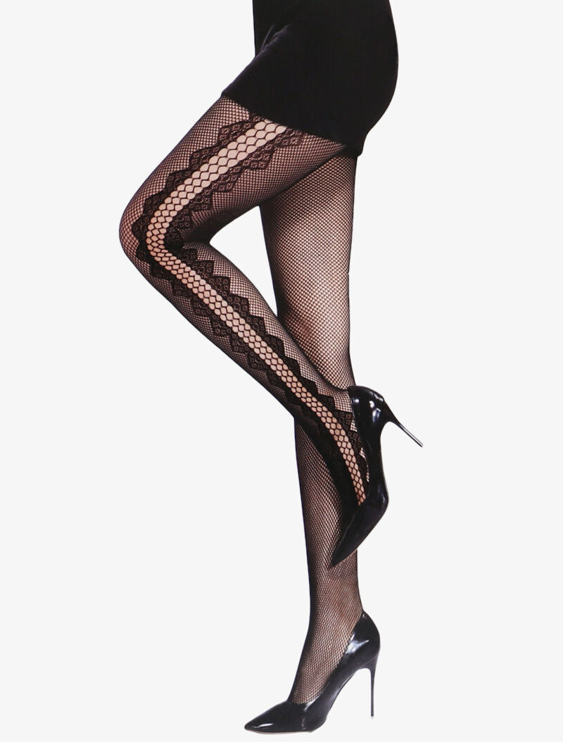 Collants résille à côtés ajourés - noir - 2