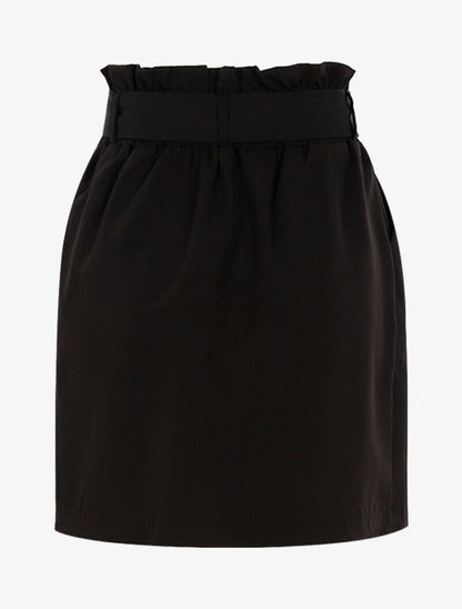 Jupe taille haute à boutonnière - noir - 2