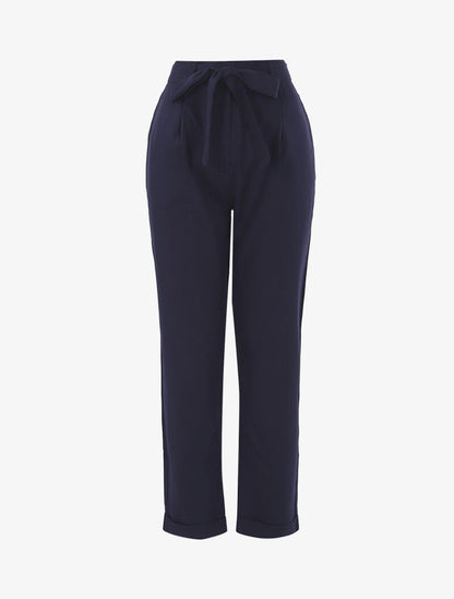 Pantalon 7/8 à effet satiné - marine
