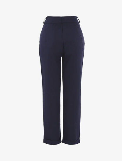 Pantalon 7/8 à effet satiné - marine
