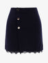 Mini jupe trapèze à boutons pression - marine - 1