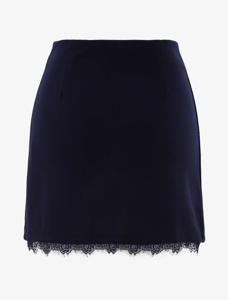 Mini jupe trapèze à boutons pression - marine - 2