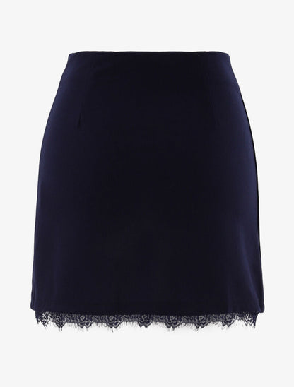 Mini jupe trapèze à boutons pression - marine - 2