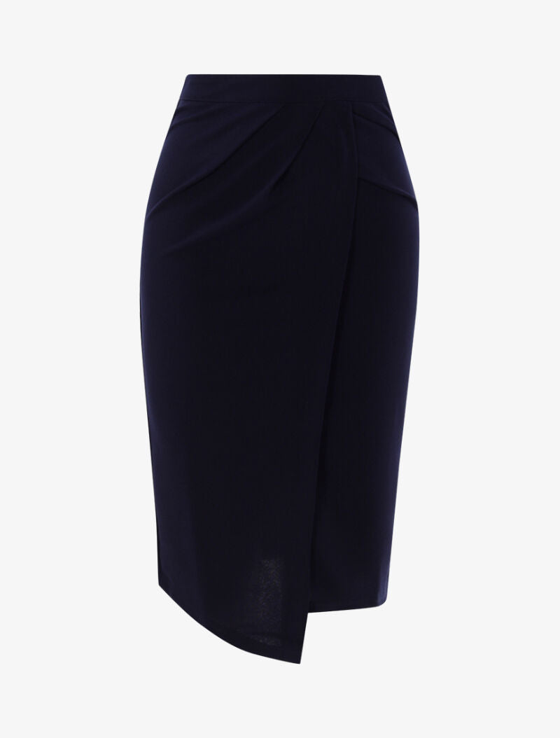 Jupe à fronces et bord asymétrique - marine - 3
