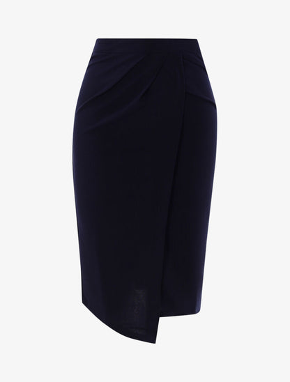 Jupe à fronces et bord asymétrique - marine - 3