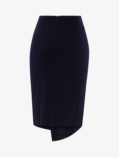 Jupe à fronces et bord asymétrique - marine - 2