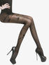 Collants à imprimés roses stylisées - noir - 2