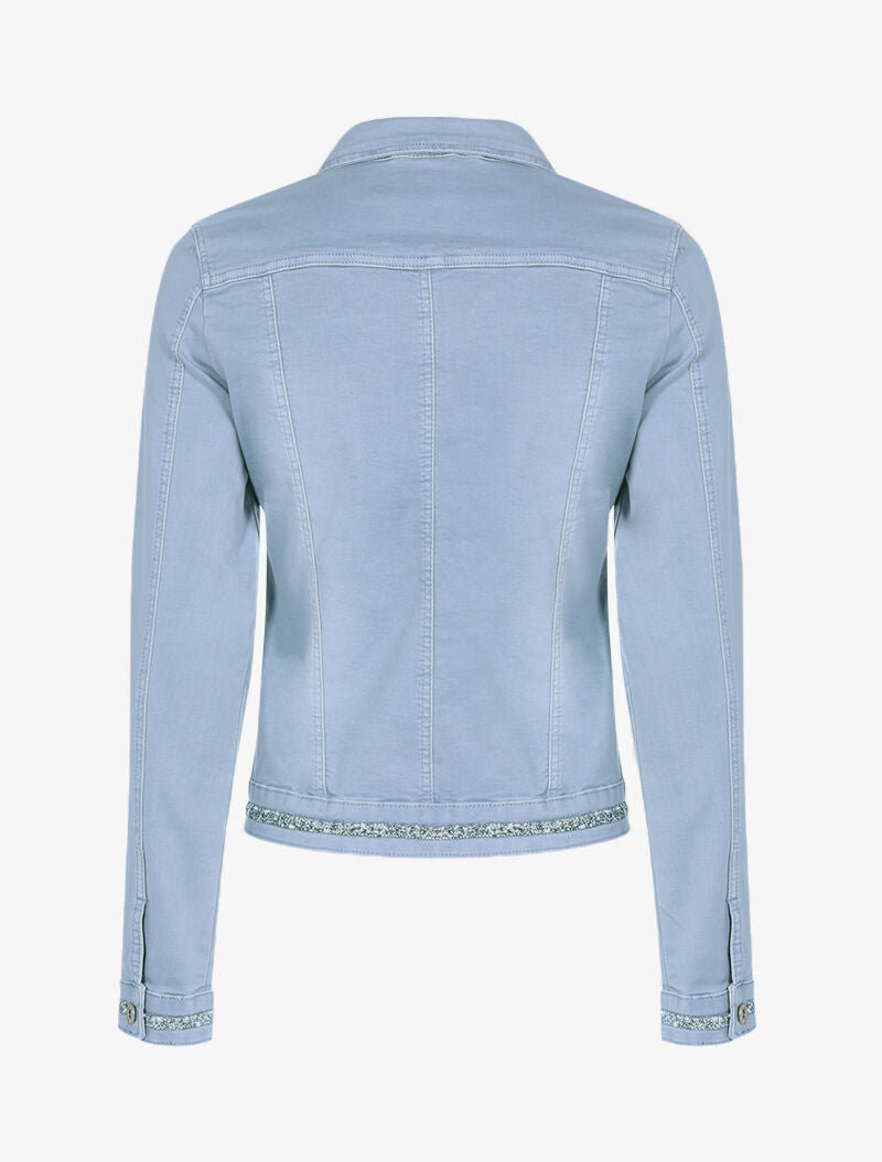 Veste en jean à bord strassé - bleu - 2