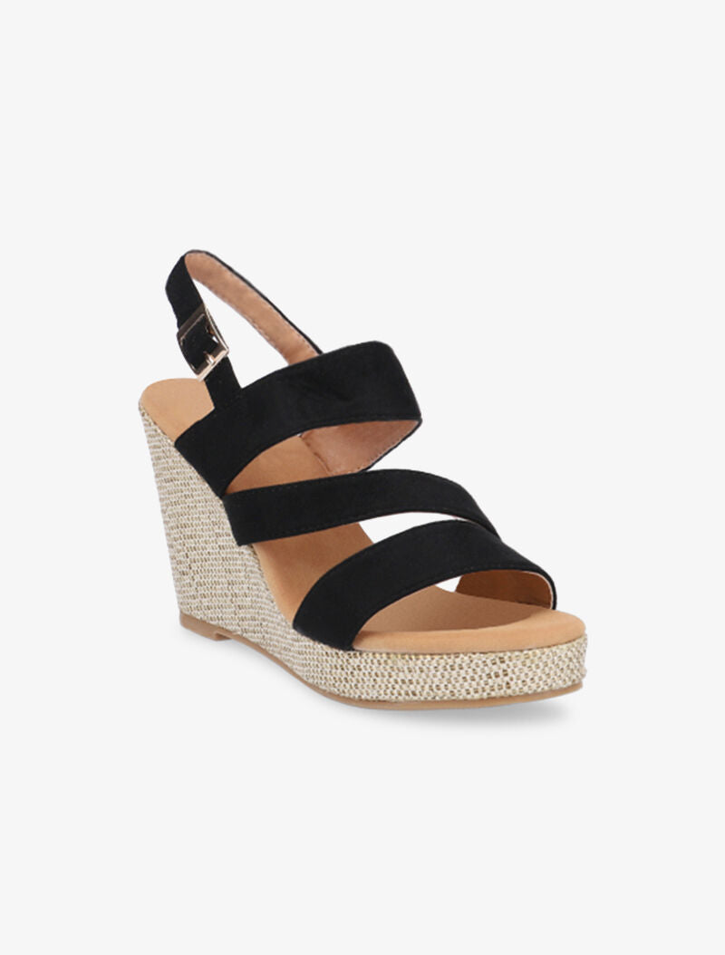 Compensées en tissu lamé - noir - 2