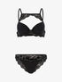 Ensemble à bande dentelle et tanga - noir - 1