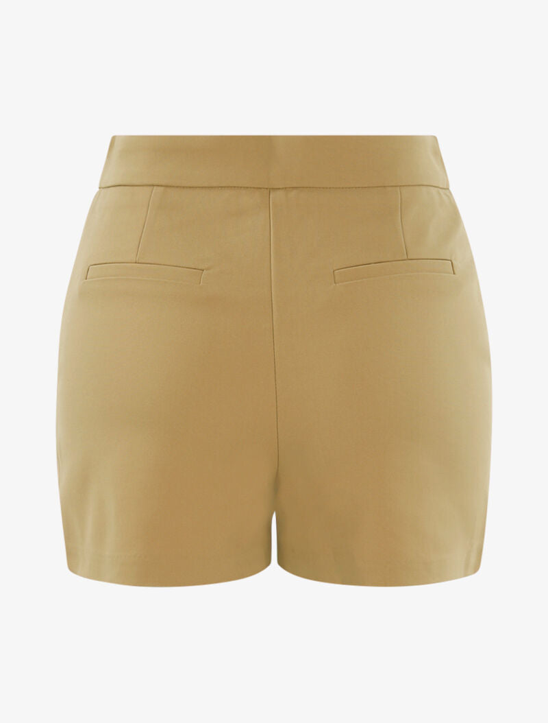 Short droit épais en coton mélangé - camel - 2