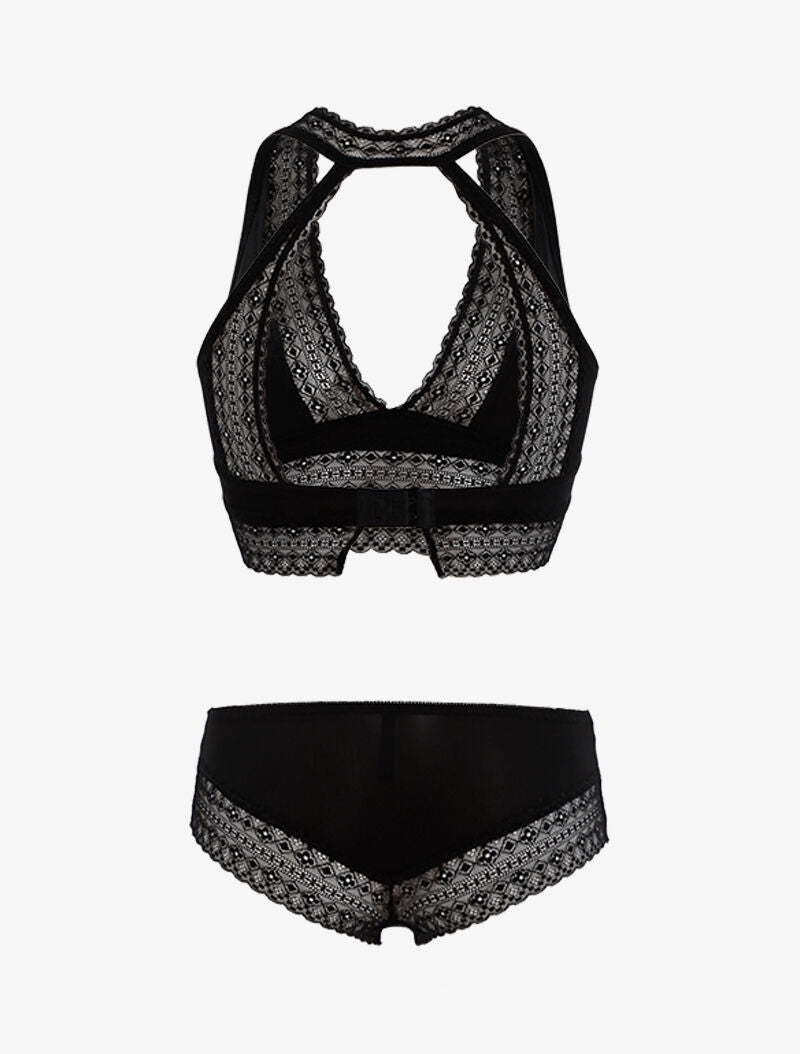 Ensemble fin à bande dentelle - noir - 2