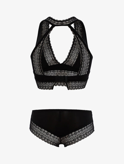 Ensemble fin à bande dentelle - noir - 2