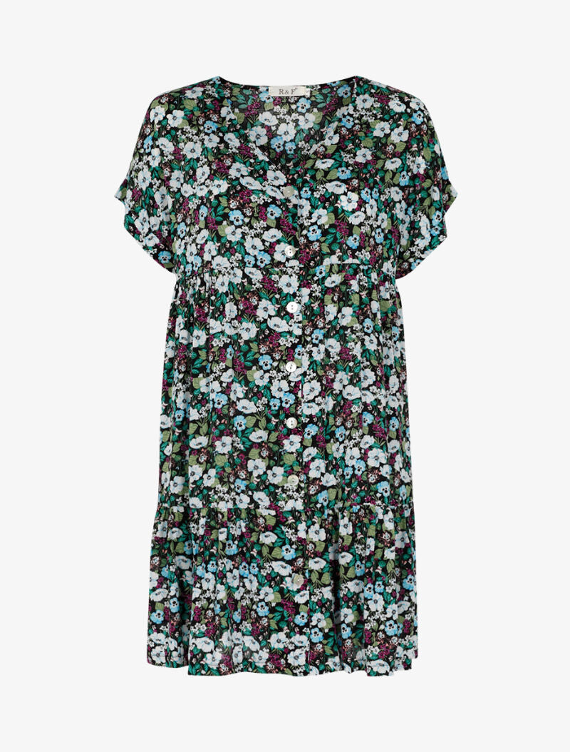 Robe ample fleurie - vert - 3