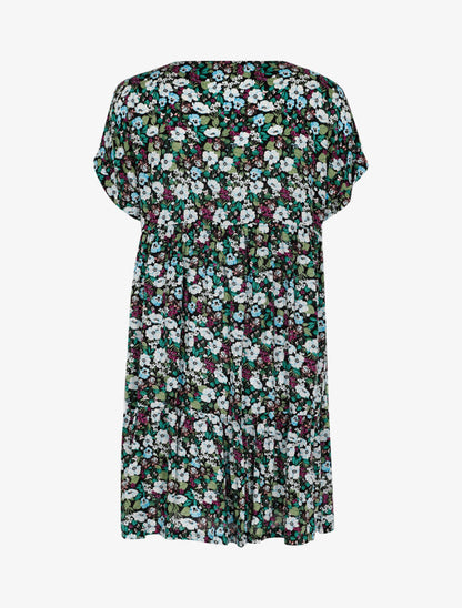 Robe ample fleurie - vert - 2