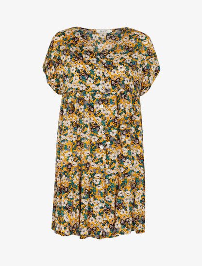 Robe ample fleurie - jaune - 3