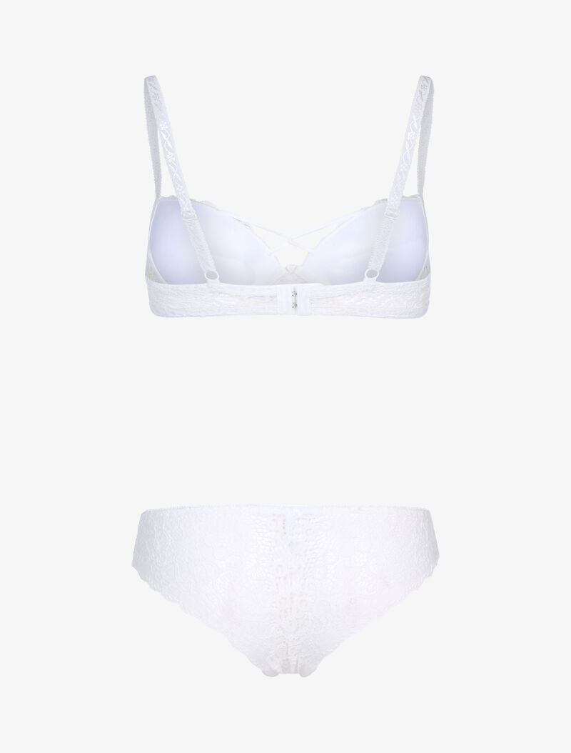 Ensemble en dentelle et détails entrelacés - blanc - 2