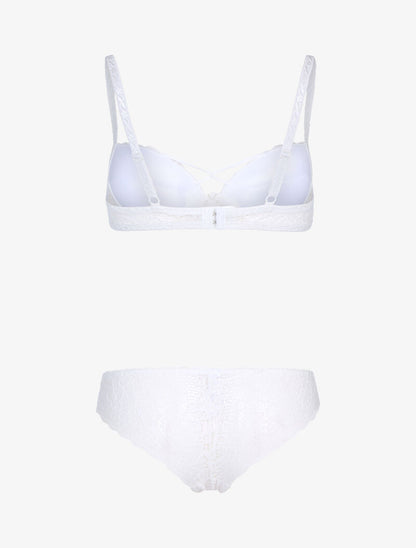 Ensemble en dentelle et détails entrelacés - blanc - 2