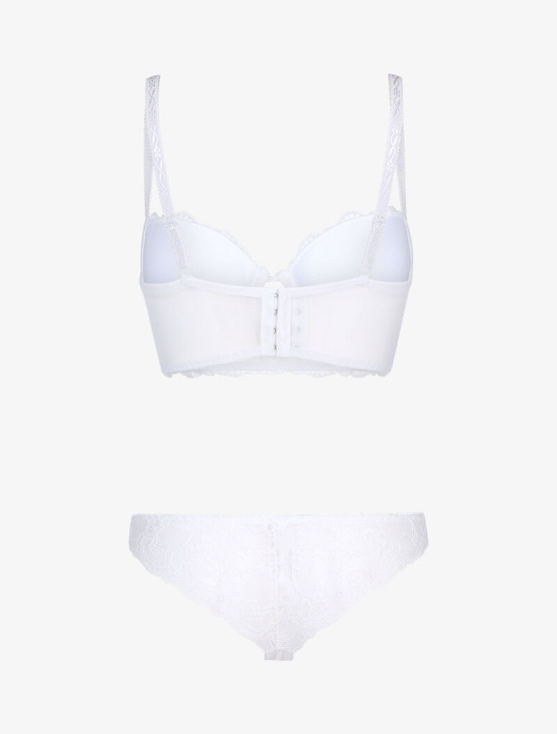 Ensemble bustier en dentelle fleurie - blanc - 2