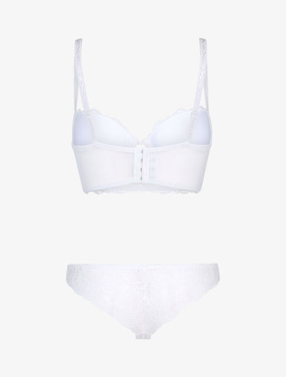 Ensemble bustier en dentelle fleurie - blanc - 2