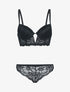 Ensemble bustier en dentelle fleurie - noir - 1