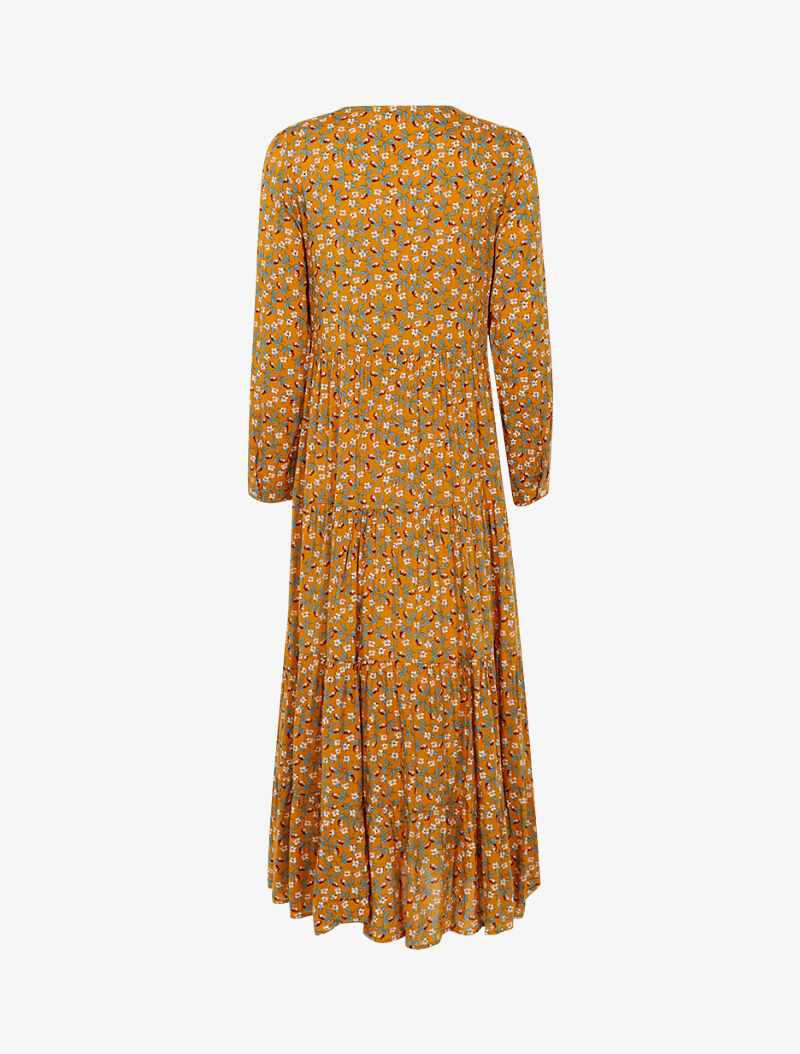 Robe longue trapèze fleurie - jaune - 2